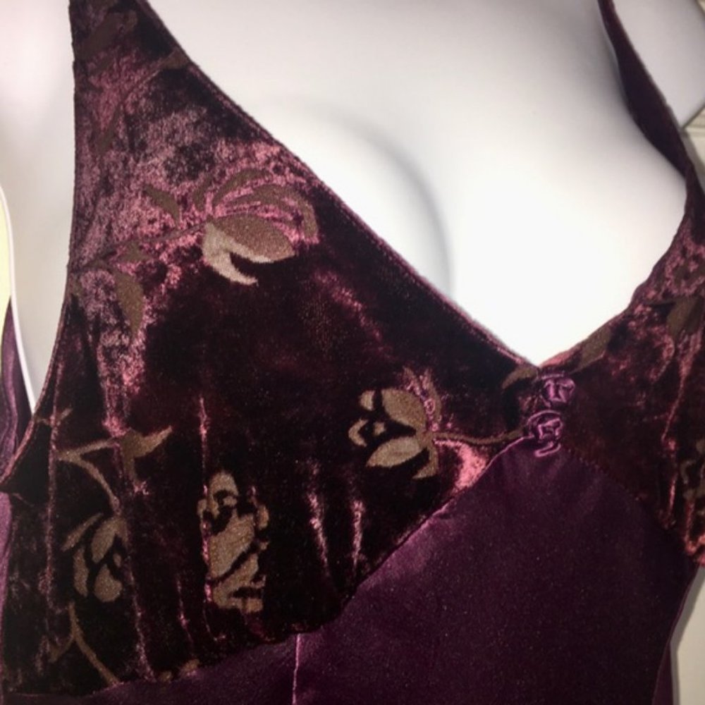 Full Length Purple Nightgown Burnout Velvet Bodice XS - Picture 3 of 4